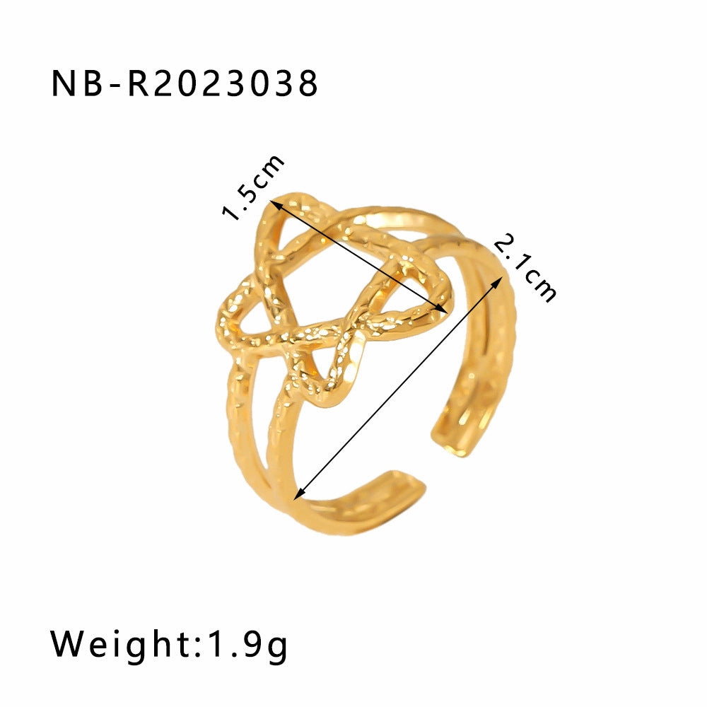 Wholesale commuter stainless steel open ring heart-shaped geometric titanium steel ring fashion simple  Personality ring female