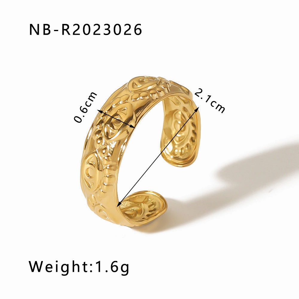 Wholesale commuter stainless steel open ring heart-shaped geometric titanium steel ring fashion simple  Personality ring female