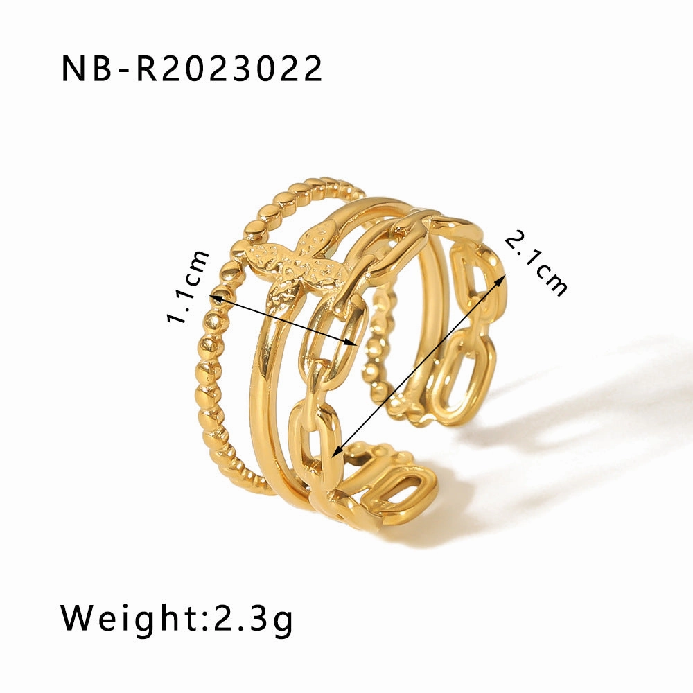 Wholesale commuter stainless steel open ring heart-shaped geometric titanium steel ring fashion simple  Personality ring female