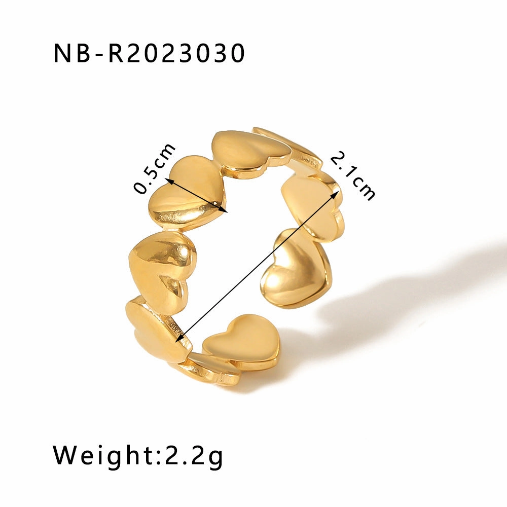 Wholesale commuter stainless steel open ring heart-shaped geometric titanium steel ring fashion simple  Personality ring female