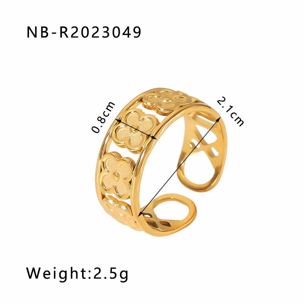 Wholesale commuter stainless steel open ring heart-shaped geometric titanium steel ring fashion simple  Personality ring female