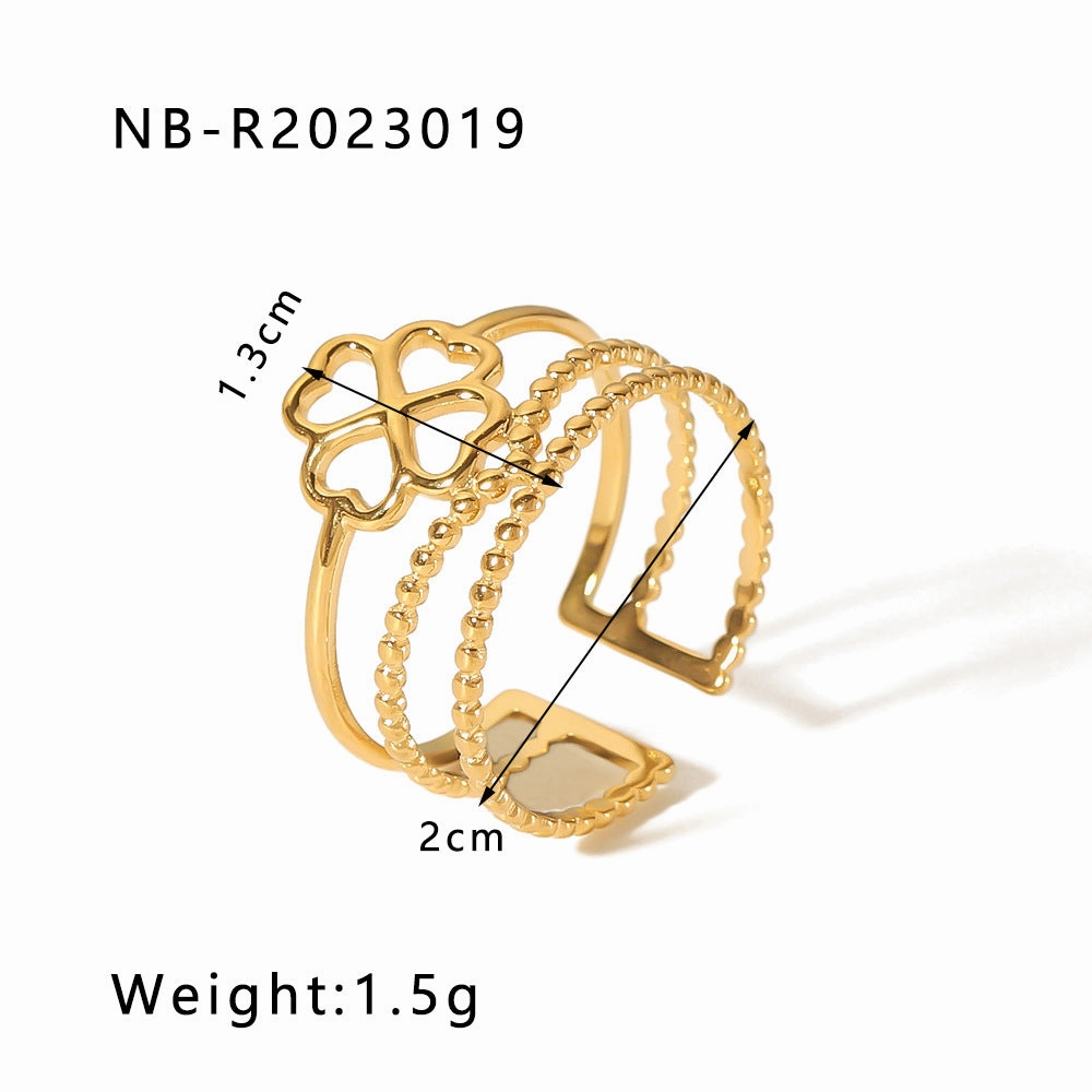 Wholesale commuter stainless steel open ring heart-shaped geometric titanium steel ring fashion simple  Personality ring female
