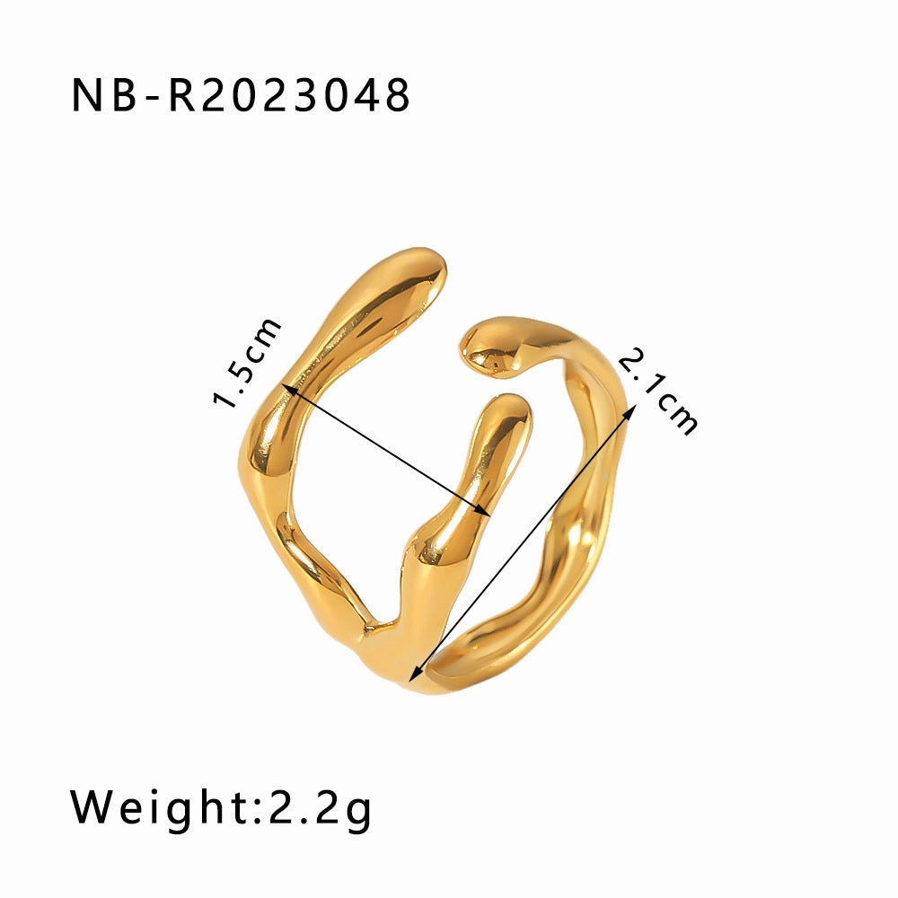 Wholesale commuter stainless steel open ring heart-shaped geometric titanium steel ring fashion simple  Personality ring female