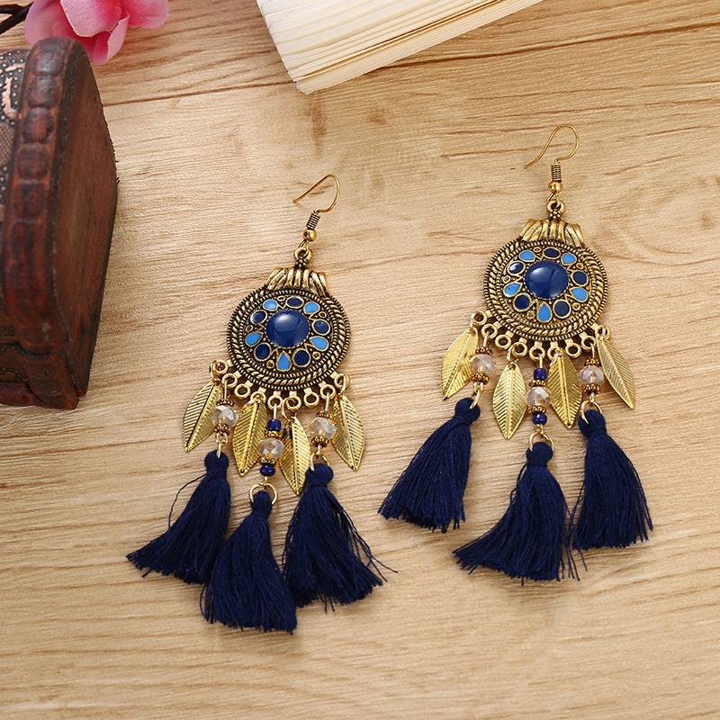 Wholesale Compass Oil Dropping Alloy Earrings