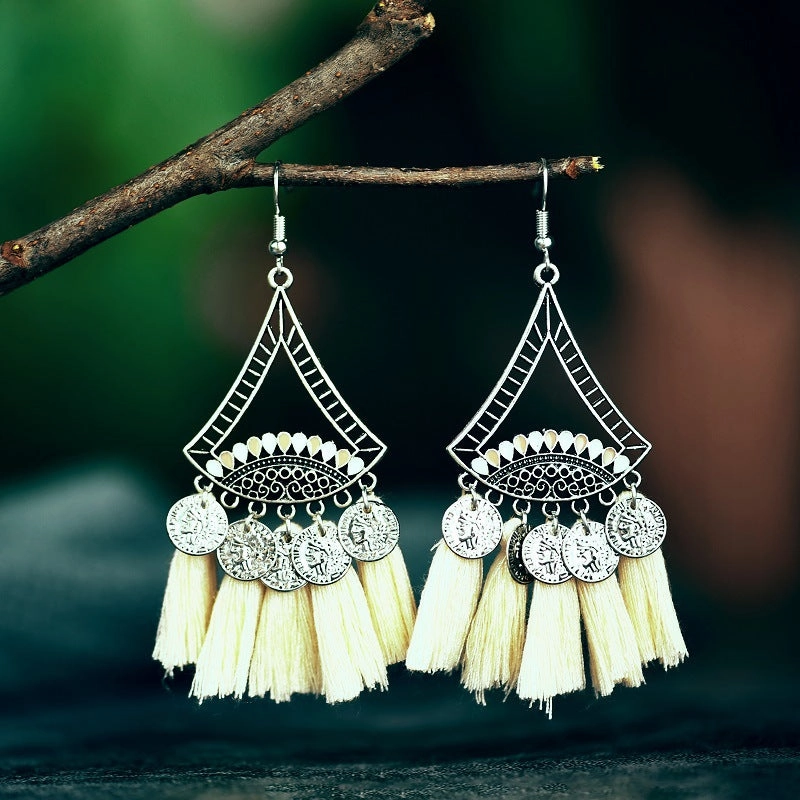 Wholesale Compass Oil Dropping Alloy Earrings