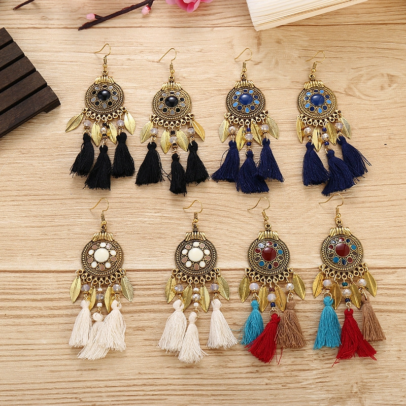 Wholesale Compass Oil Dropping Alloy Earrings