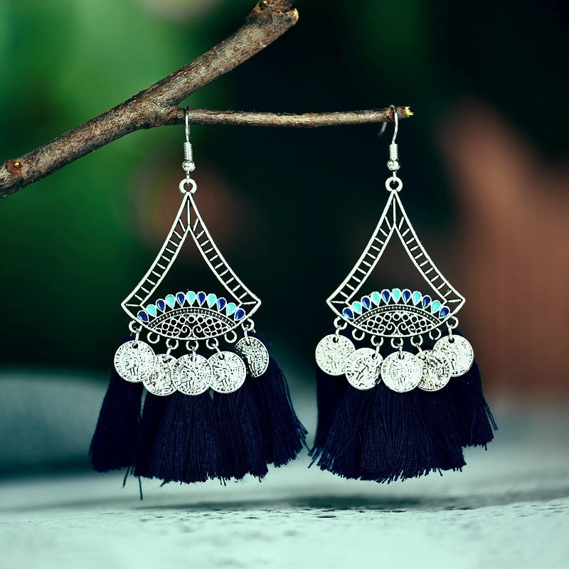 Wholesale Compass Oil Dropping Alloy Earrings