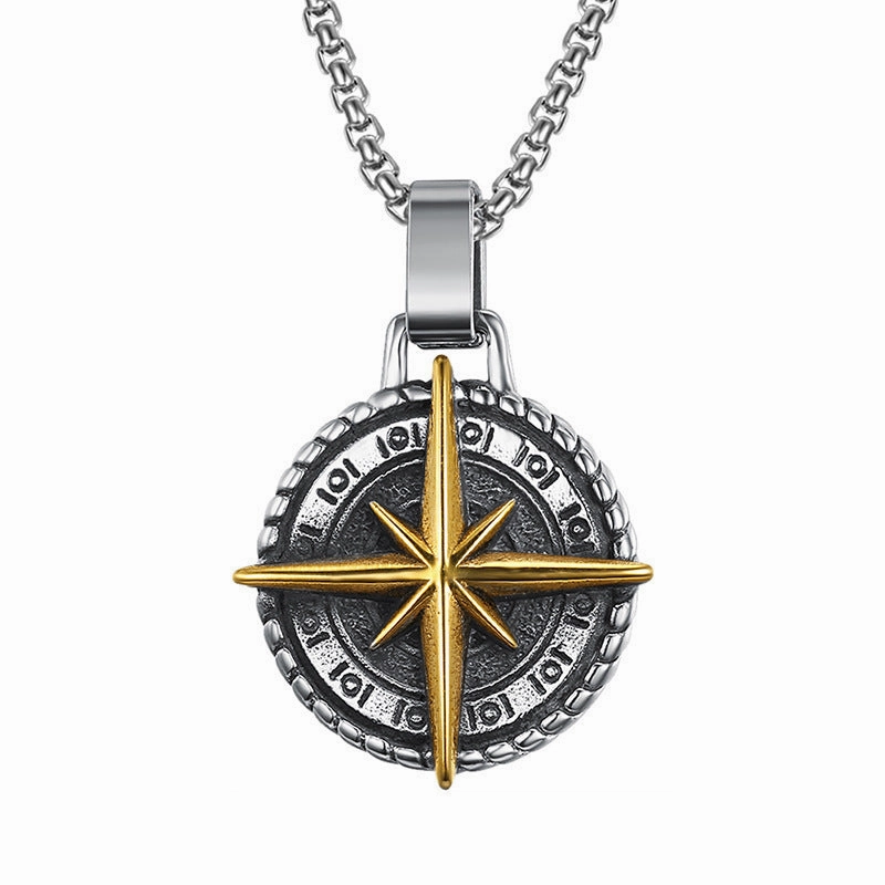 Wholesale Compass Pendant Stainless Steel Necklaces
