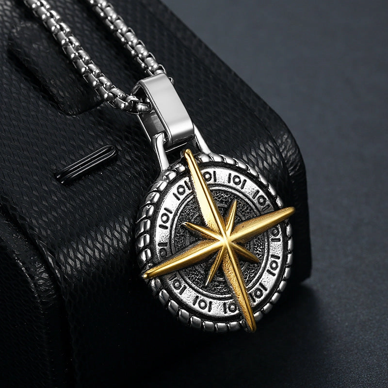 Wholesale Compass Pendant Stainless Steel Necklaces