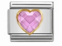 Wholesale Composable Bracelet Fan-shaped Pink Peach Heart Single 9MM Stainless Steel Elastic Bracelet