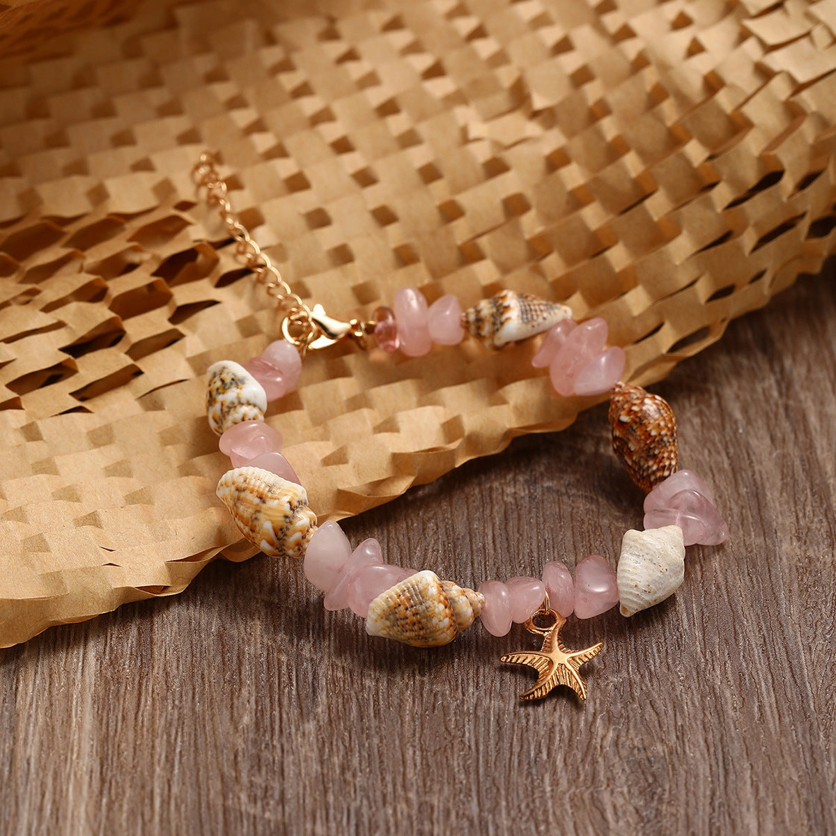 Wholesale Conch Rice Beads Turquoise Beach Starfish Shell Crystal Beads Bracelet