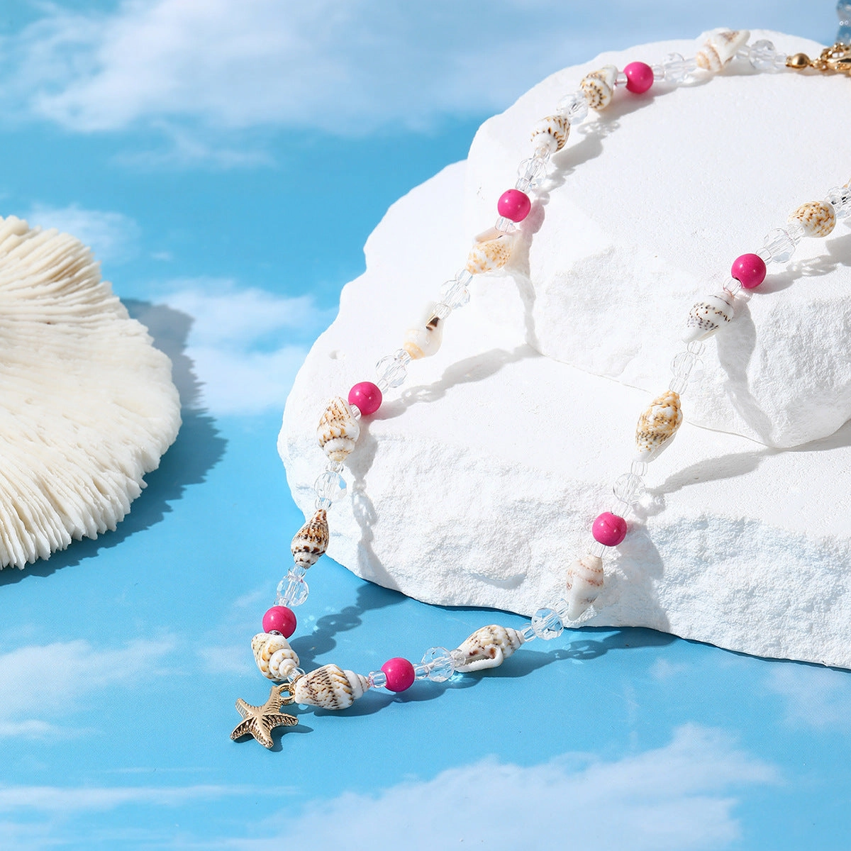 Wholesale Conch Rice Beads Turquoise Pendant Shell Crystal Beads Bracelet