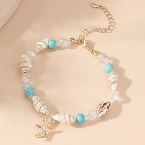 Wholesale Conch Rice Beads Turquoise Pendant Shell Crystal Beads Bracelet