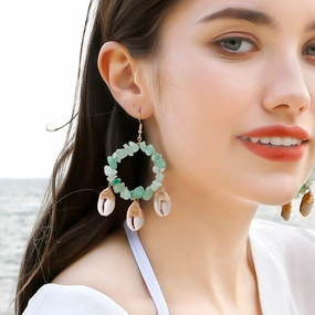 Wholesale Conch Shell Rubble Hand Woven Earrings