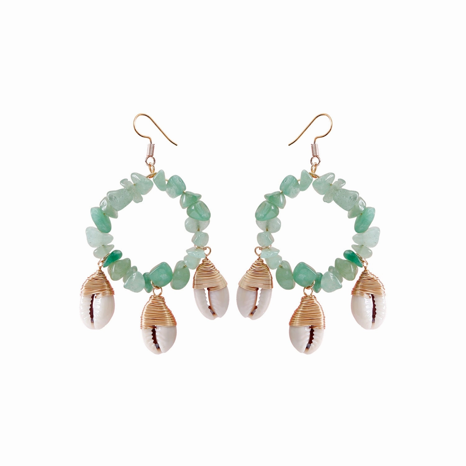 Wholesale Conch Shell Rubble Hand Woven Earrings