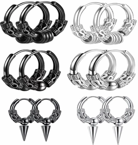 Wholesale Conical Stainless Steel Dragon Pattern Totem Titanium Steel Earrings