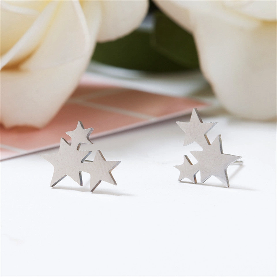 Wholesale Conjoined Pentagram Stainless Steel Earrings