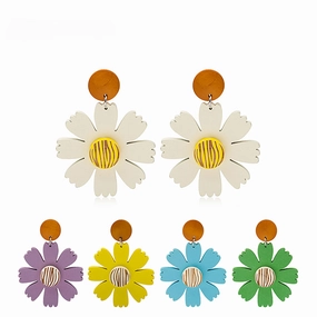 Wholesale Contrast Color Daisy Flower Earrings