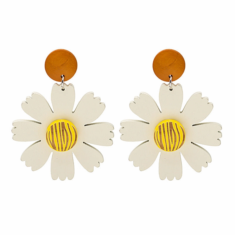 Wholesale Contrast Color Daisy Flower Earrings