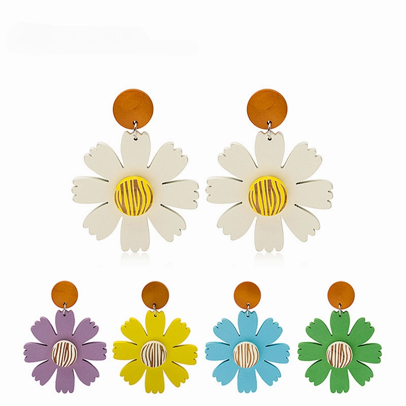 Wholesale Contrast Color Daisy Flower Earrings