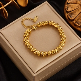 Wholesale Contrast Color Titanium Steel Metal Circle Beads Vintage Bracelet