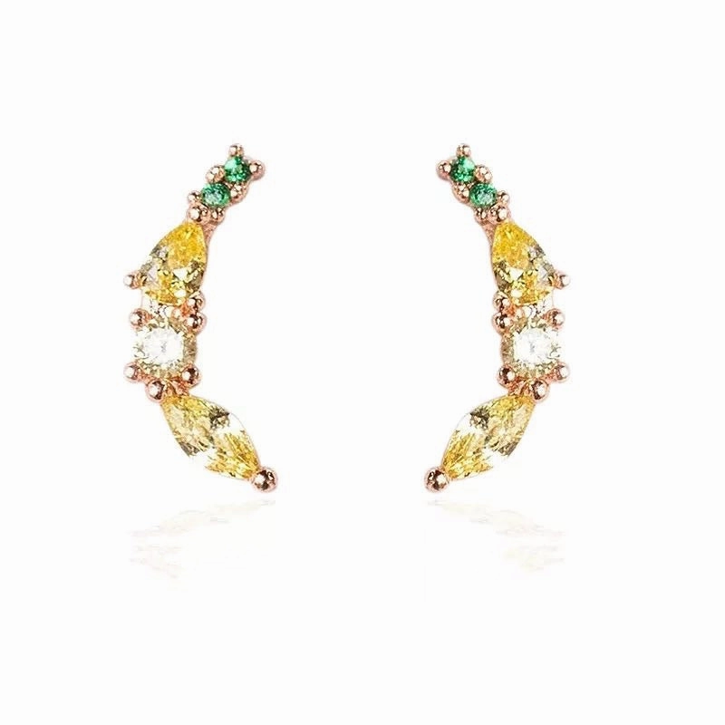 Wholesale Copper 18k Gold Plated Fruit Diamond Zircon Stud Earrings
