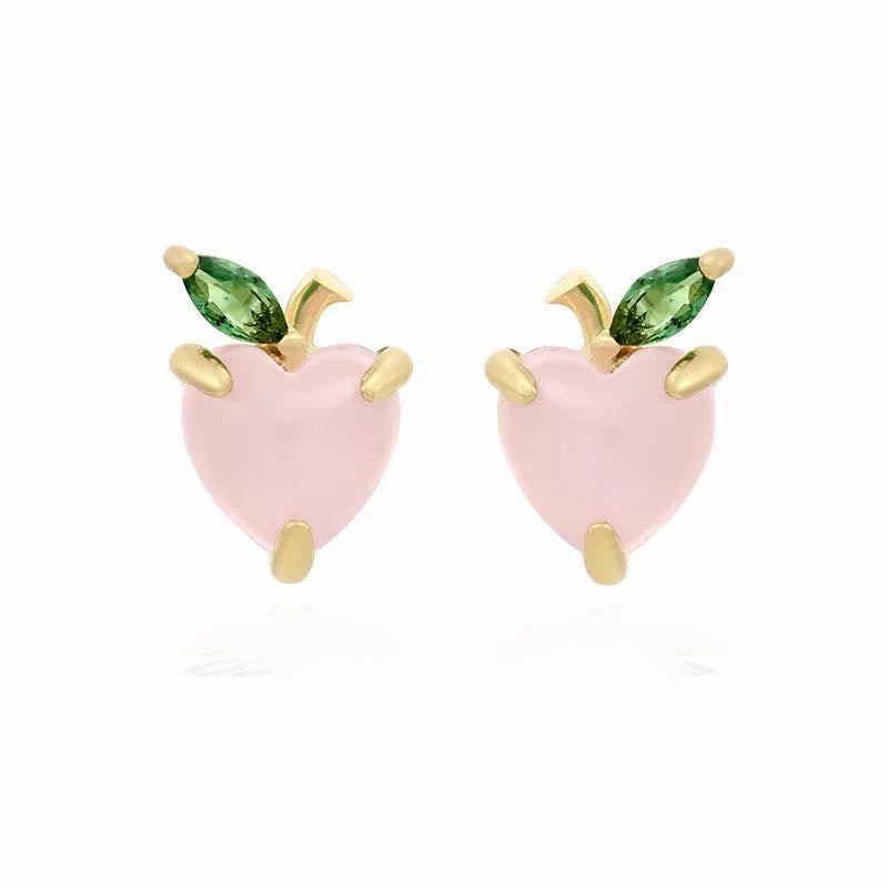 Wholesale Copper 18k Gold Plated Fruit Diamond Zircon Stud Earrings