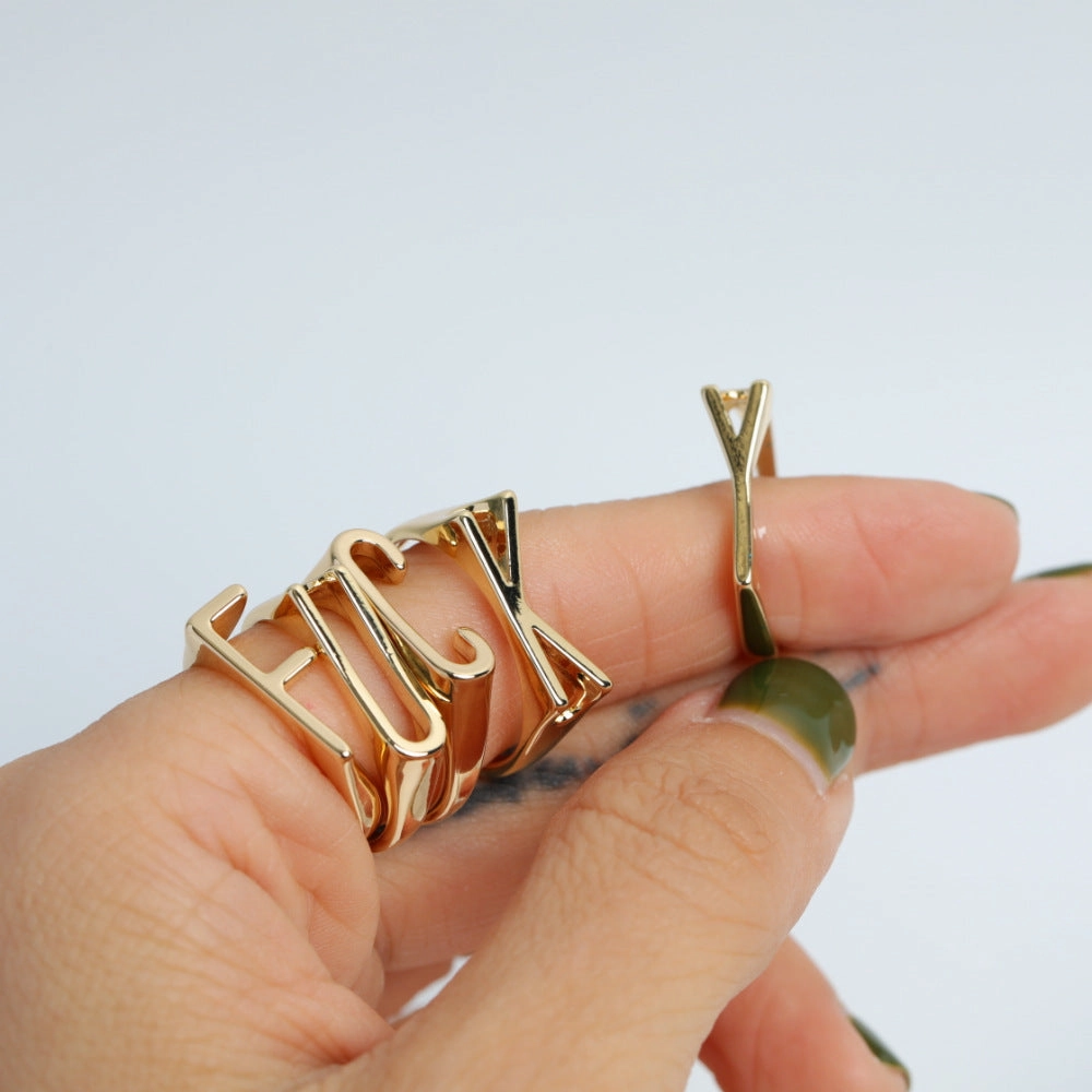 Wholesale Copper 26 Letter Open Ring
