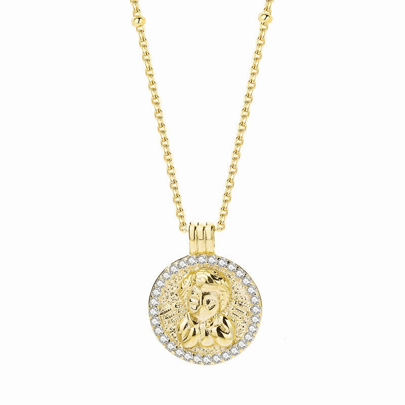 Wholesale Copper Angel Cupid Coin Necklace