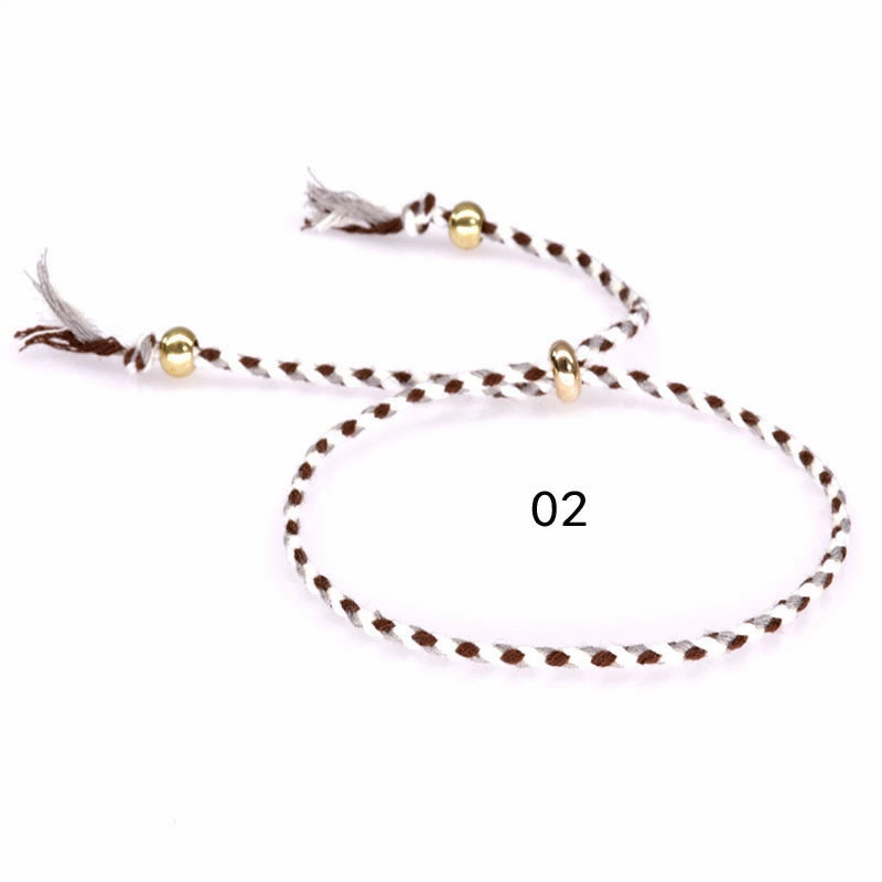 Wholesale Copper Bead Tassel Colorful Cotton Thread Bracelet