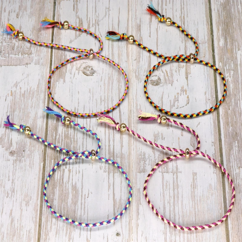 Wholesale Copper Bead Tassel Colorful Cotton Thread Bracelet