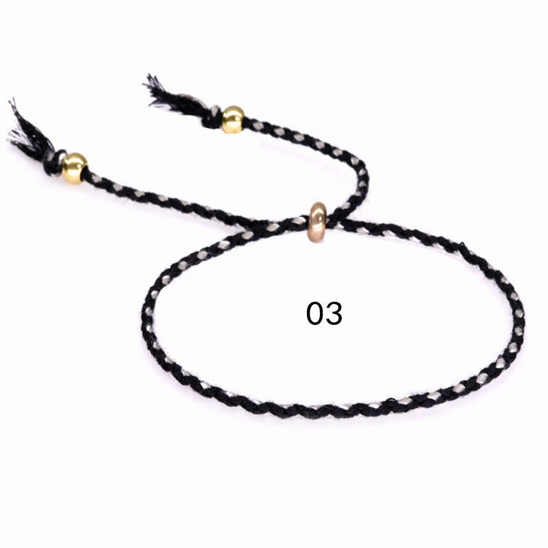 Wholesale Copper Bead Tassel Colorful Cotton Thread Bracelet