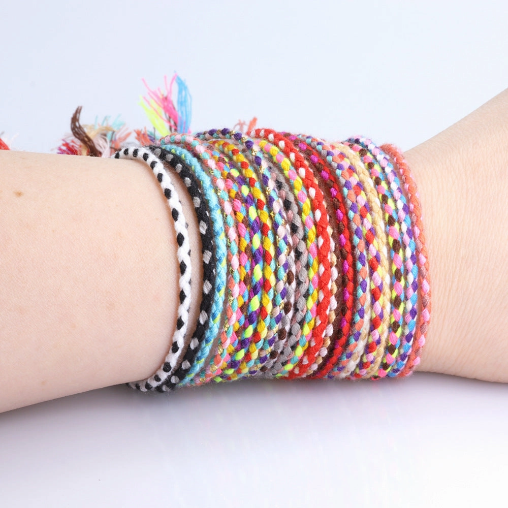 Wholesale Copper Bead Tassel Colorful Cotton Thread Bracelet
