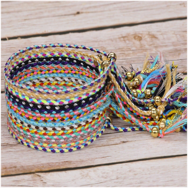Wholesale Copper Bead Tassel Colorful Cotton Thread Bracelet