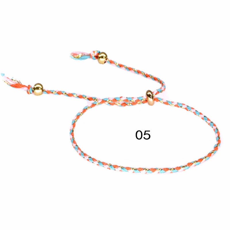 Wholesale Copper Bead Tassel Colorful Cotton Thread Bracelet