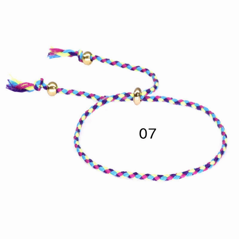 Wholesale Copper Bead Tassel Colorful Cotton Thread Bracelet