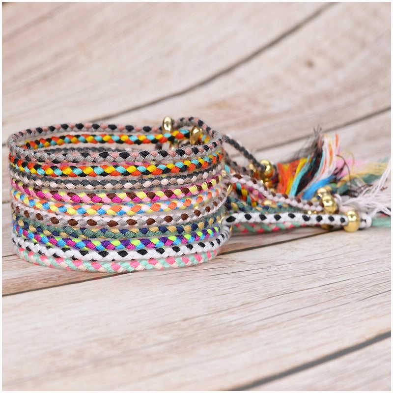 Wholesale Copper Bead Tassel Colorful Cotton Thread Bracelet