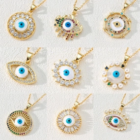 Wholesale Copper Bohemian Devil Eye Pendant Necklace