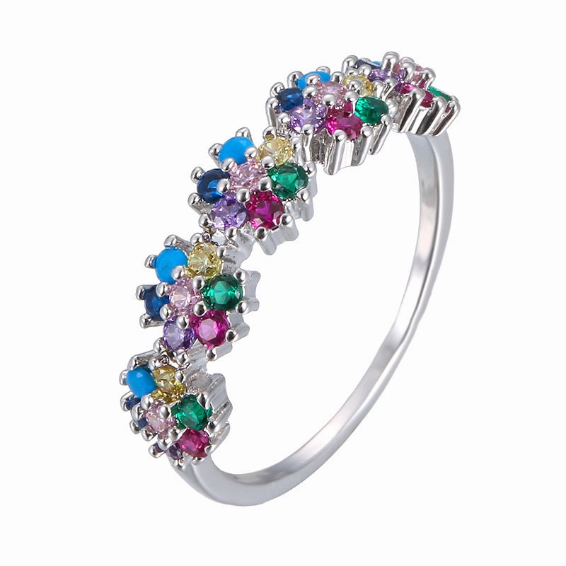 Wholesale Copper Color Zircon Flower Ring