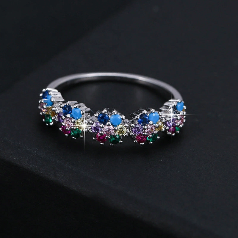 Wholesale Copper Color Zircon Flower Ring