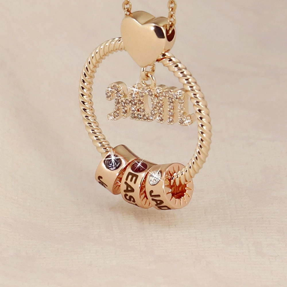 Wholesale Copper Colored Diamond Mother's Day Gift MOM Diamond Ring Beads Necklace