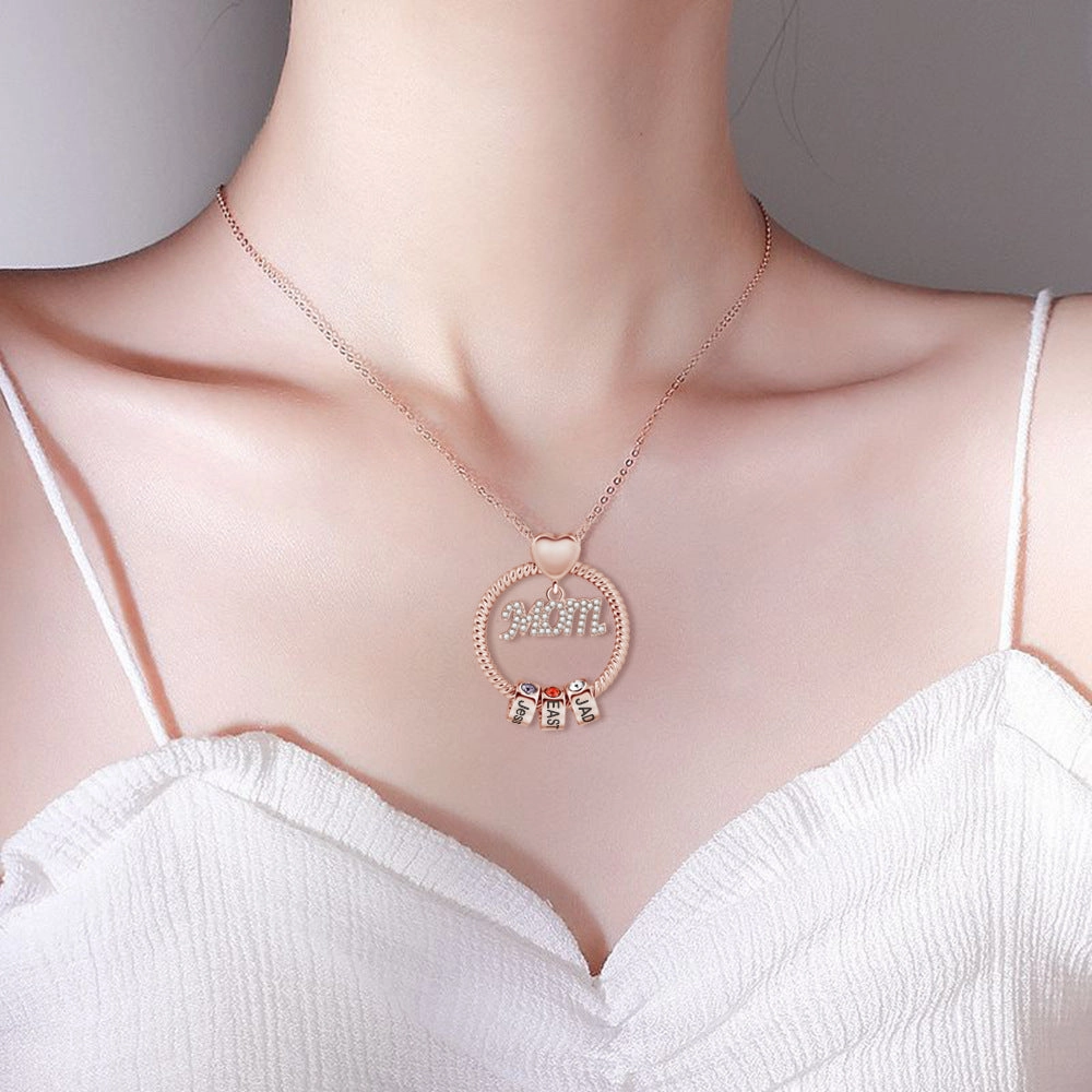 Wholesale Copper Colored Diamond Mother's Day Gift MOM Diamond Ring Beads Necklace