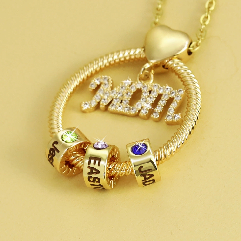 Wholesale Copper Colored Diamond Mother's Day Gift MOM Diamond Ring Beads Necklace