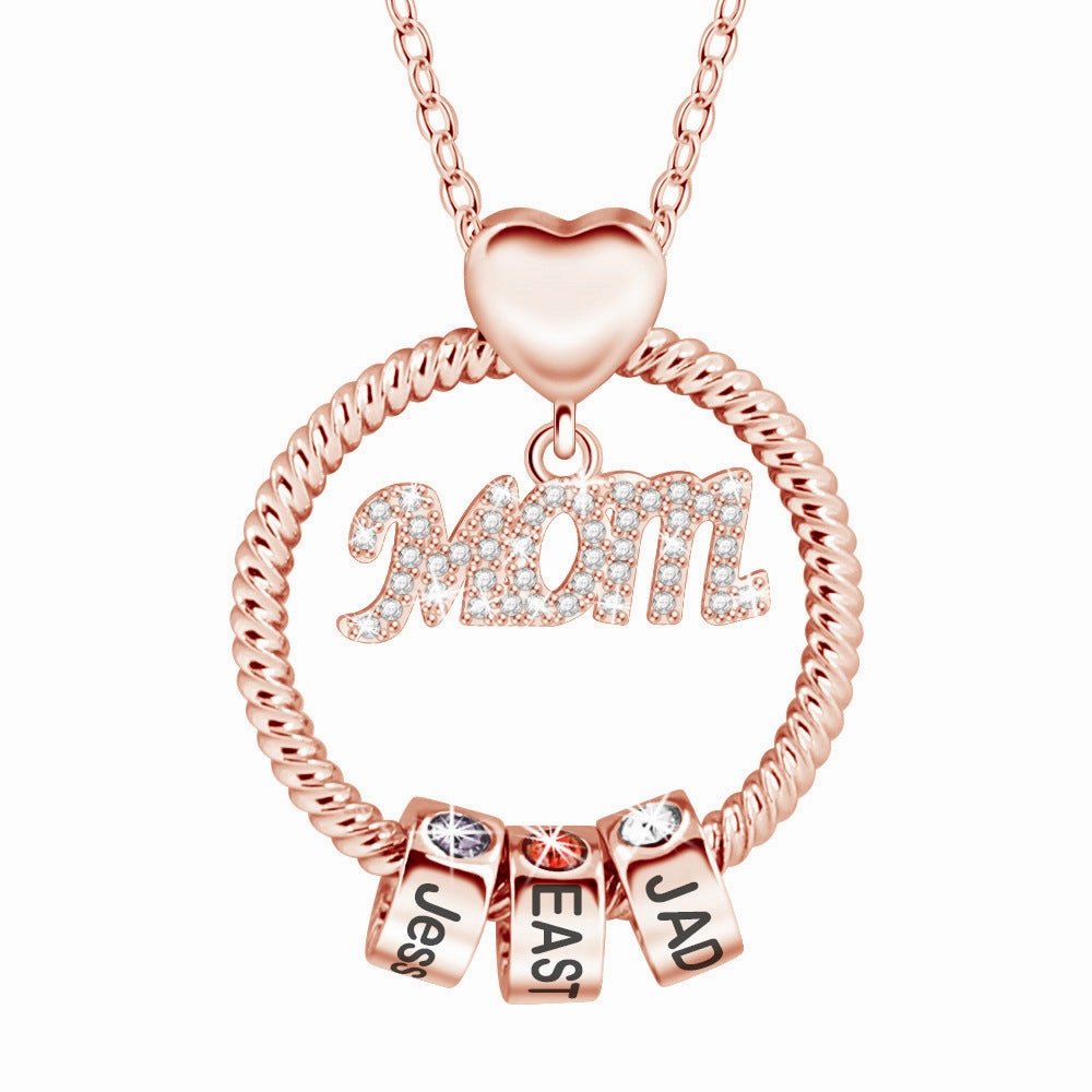 Wholesale Copper Colored Diamond Mother's Day Gift MOM Diamond Ring Beads Necklace