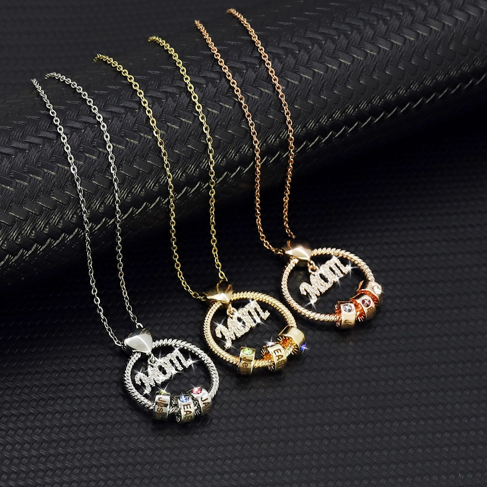 Wholesale Copper Colored Diamond Mother's Day Gift MOM Diamond Ring Beads Necklace