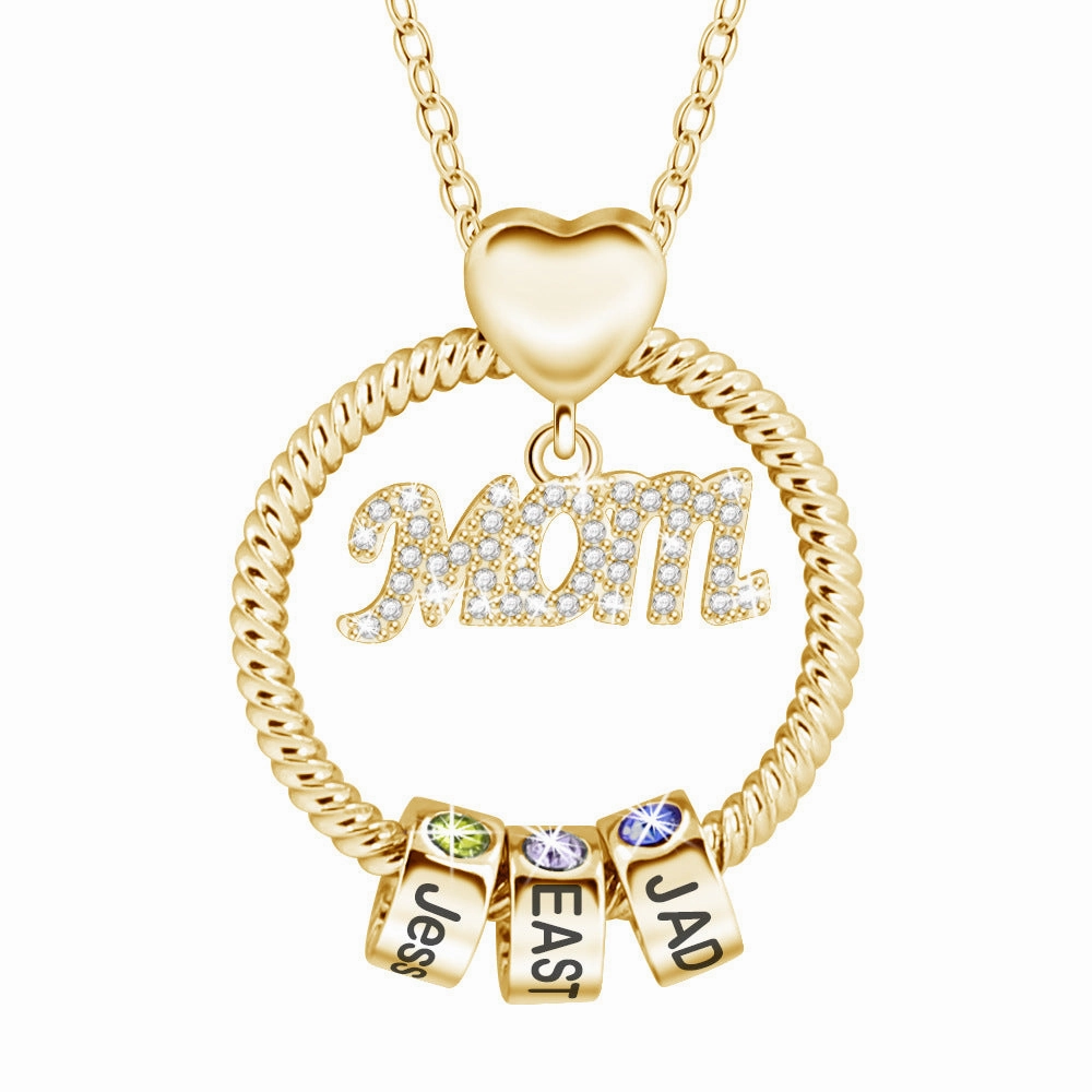 Wholesale Copper Colored Diamond Mother's Day Gift MOM Diamond Ring Beads Necklace