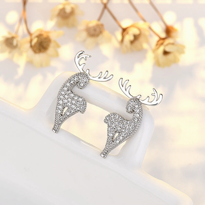 Wholesale Copper Deer Earrings with Diamonds