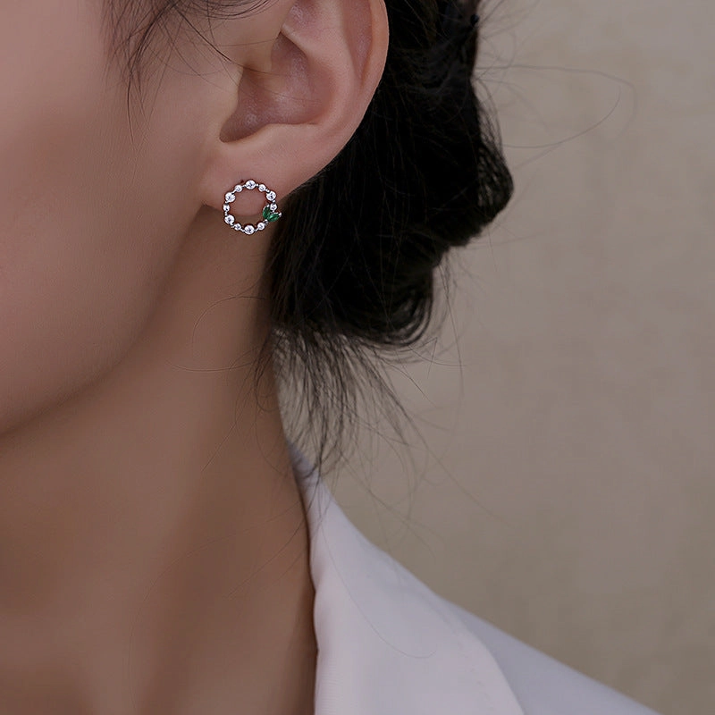 Wholesale Copper Diamond Leaf Earrings