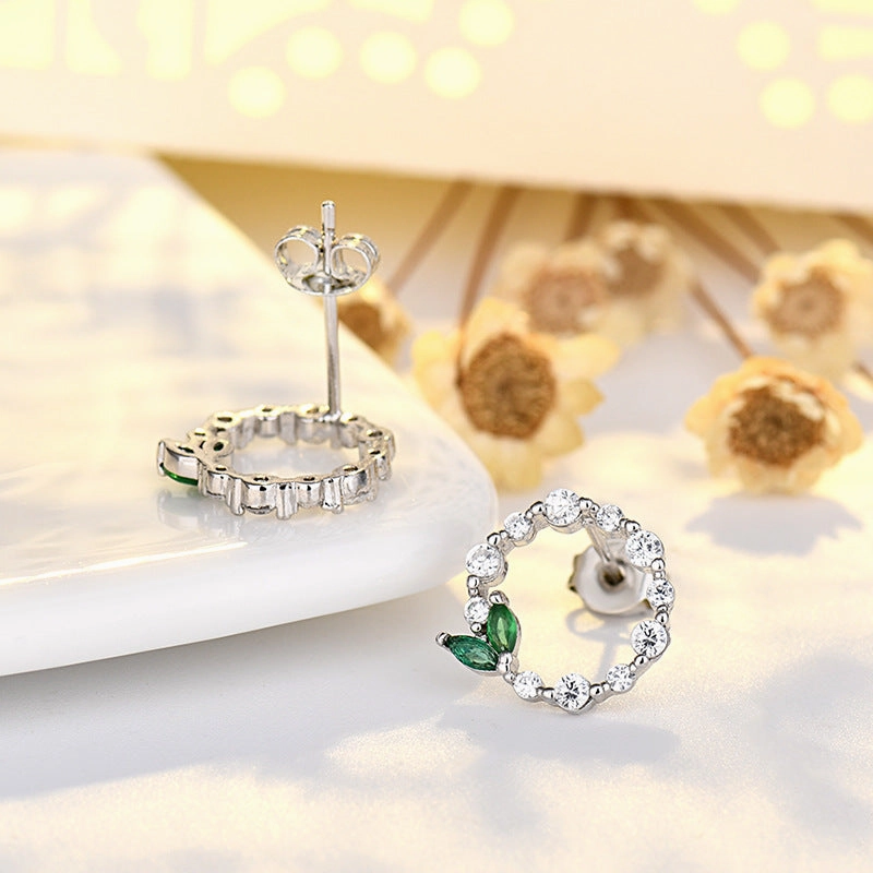 Wholesale Copper Diamond Leaf Earrings
