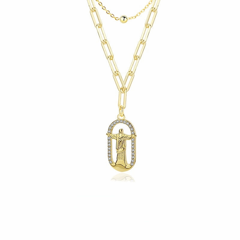 Wholesale Copper Double-layer Folded Human Necklace